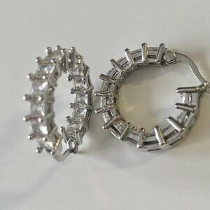 Brand new, silver stunning small hoop fake diamond earrings
